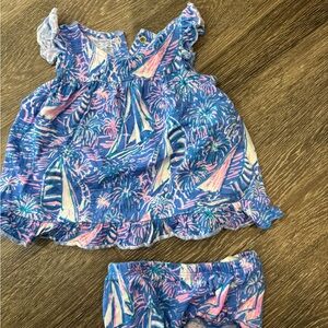 Lilly Pulitzer Blue and Pink Baby Romper
